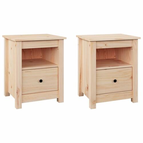 Sengeborde 2 stk. 40x35x49 cm massivt fyrretræ