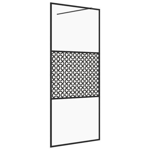 Brusevæg 80x195 cm klart sikkerhedsglas sort