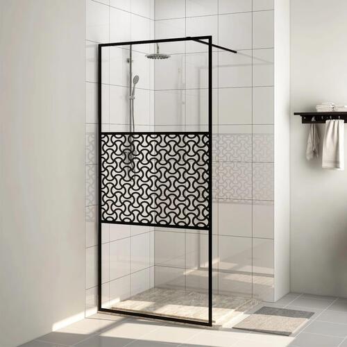 Brusevæg 90x195 cm klart sikkerhedsglas sort