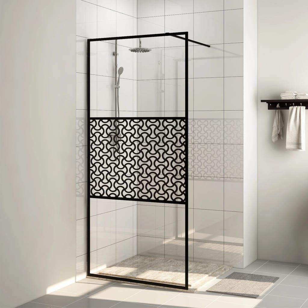 Brusevæg 90x195 cm klart sikkerhedsglas sort