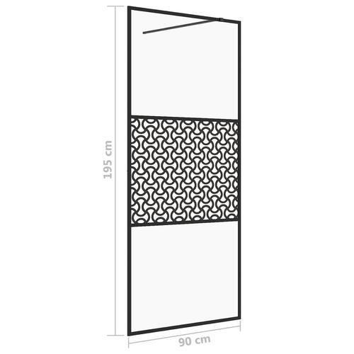 Brusevæg 90x195 cm klart sikkerhedsglas sort