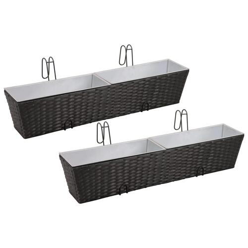 Plantekasse til altan 2 stk. 80 cm sort