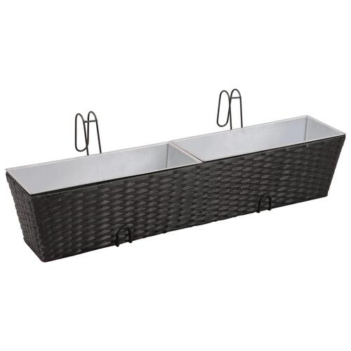 Plantekasse til altan 2 stk. 80 cm sort