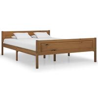 Sengestel 160x200 cm massivt fyrretræ gyldenbrun