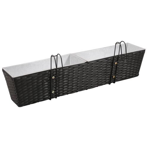 Plantekasse til altan 2 stk. 80 cm sort
