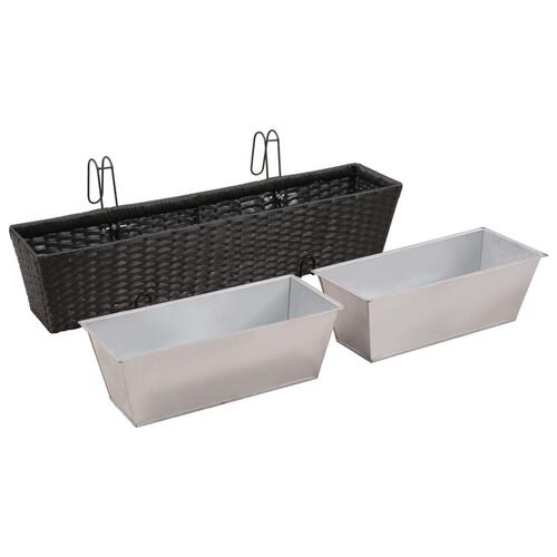 Plantekasse til altan 2 stk. 80 cm sort