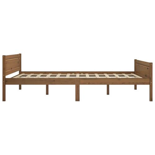 Sengestel 160x200 cm massivt fyrretræ gyldenbrun