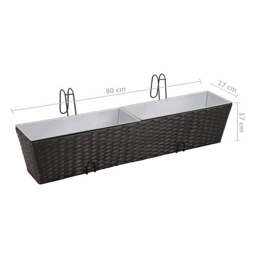 Plantekasse til altan 2 stk. 80 cm sort