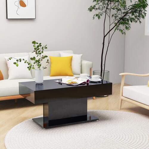 Sofabord 96x50x45 cm konstrueret træ sort højglans