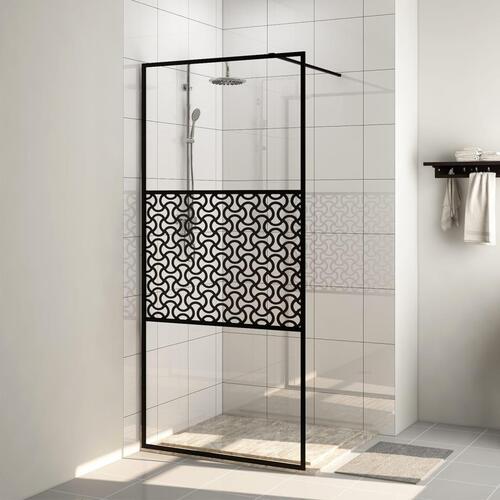 Brusevæg 100x195 cm klart sikkerhedsglas sort