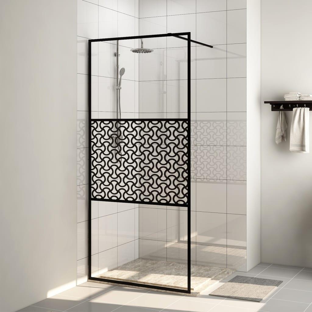 Brusevæg 100x195 cm klart sikkerhedsglas sort