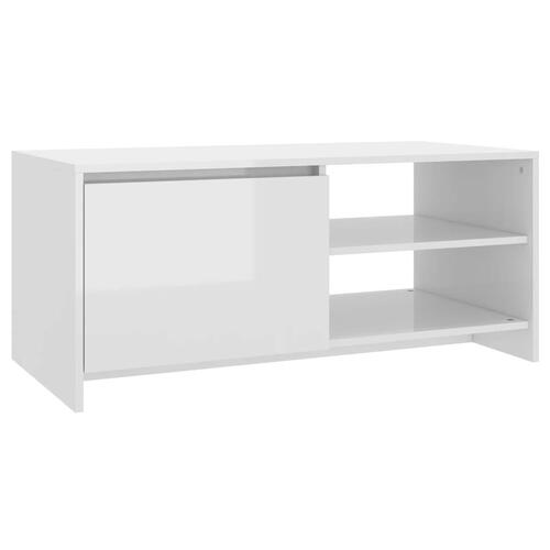Sofabord 102x50x45 cm konstrueret træ hvid højglans