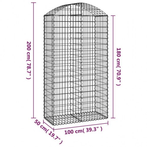 Buet gabionkurv 100 × 50 × 180/200 cm - galvaniseret jern