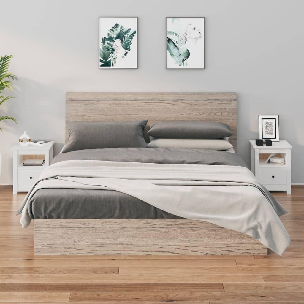 Sengeborde 2 stk. 40x35x49 cm massivt fyrretræ hvid