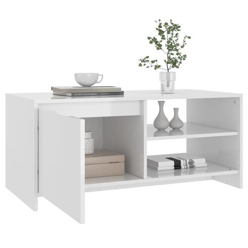 Sofabord 102x50x45 cm konstrueret træ hvid højglans