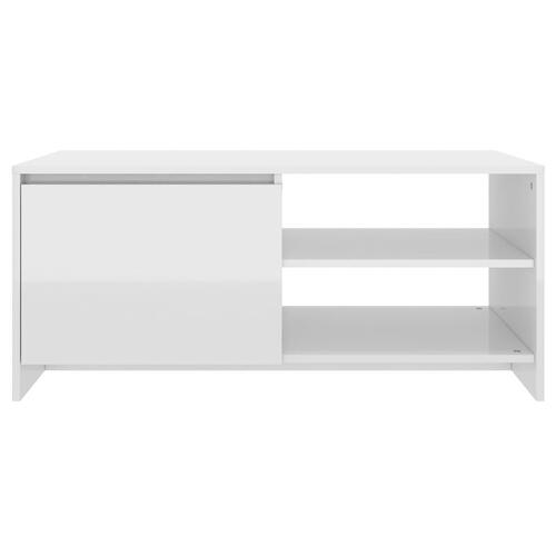 Sofabord 102x50x45 cm konstrueret træ hvid højglans