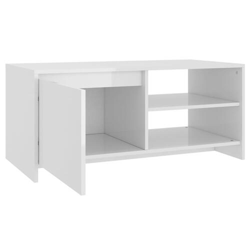 Sofabord 102x50x45 cm konstrueret træ hvid højglans