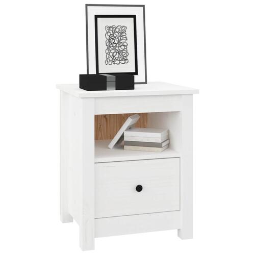 Sengeborde 2 stk. 40x35x49 cm massivt fyrretræ hvid