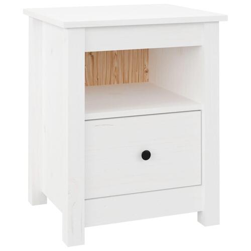 Sengeborde 2 stk. 40x35x49 cm massivt fyrretræ hvid