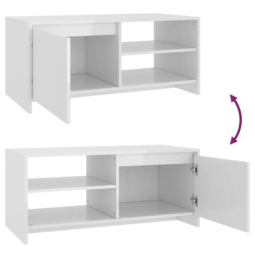 Sofabord 102x50x45 cm konstrueret træ hvid højglans