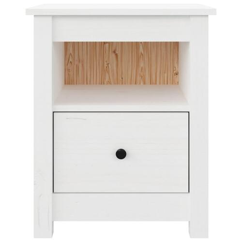 Sengeborde 2 stk. 40x35x49 cm massivt fyrretræ hvid