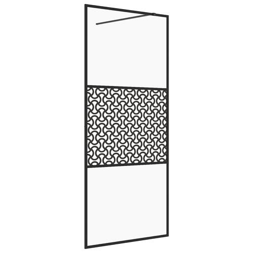 Brusevæg 115x195 cm klart sikkerhedsglas sort