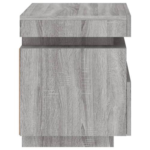 Sengebord med LED-lys 40x39x48,5 cm grå sonoma-eg