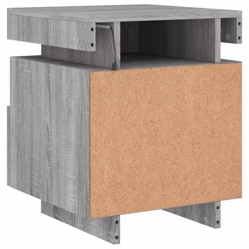 Sengebord med LED-lys 40x39x48,5 cm grå sonoma-eg