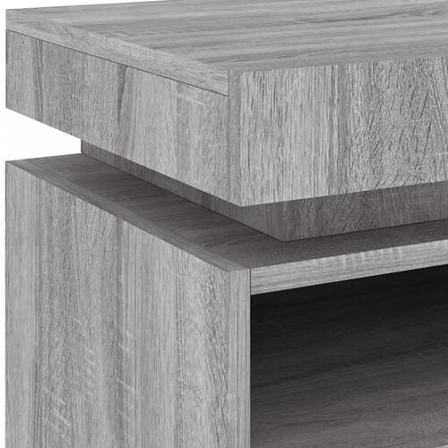 Sengebord med LED-lys 40x39x48,5 cm grå sonoma-eg