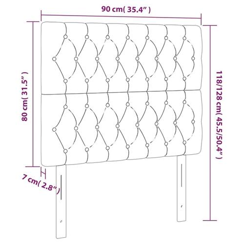 Sengegavle 2 stk. 90x7x78/88 cm stof gråbrun