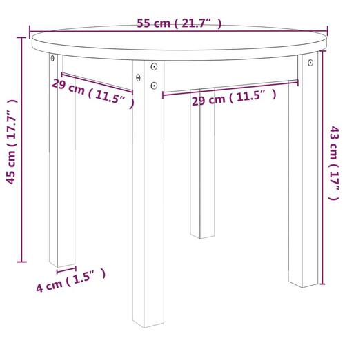 Sofabord Ø 55x45 cm massivt fyrretræ