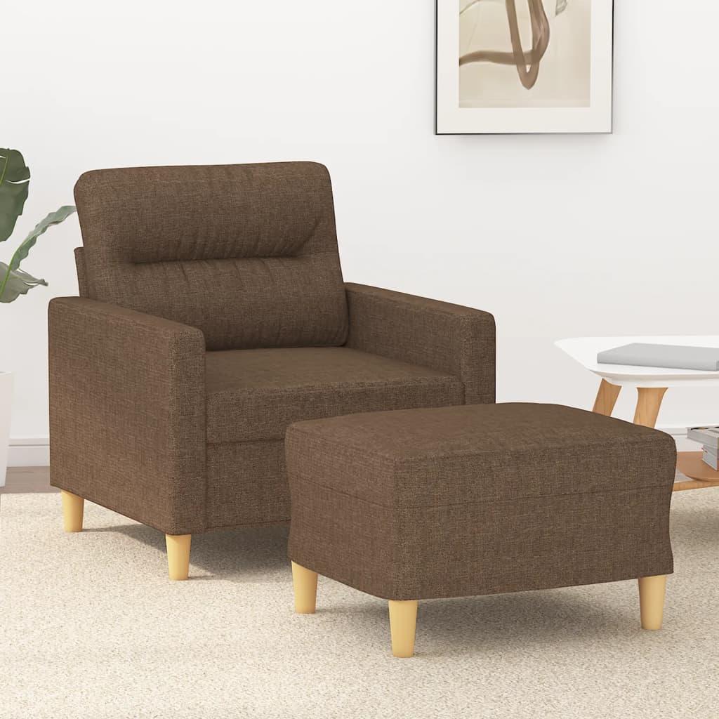 Sofastol med fodskammel 60 cm stof Brun