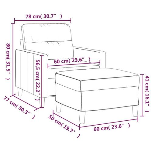 Sofastol med fodskammel 60 cm stof Brun