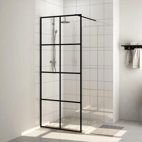 Brusevæg 80x195 cm klart sikkerhedsglas sort