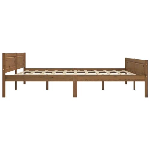 Sengestel 200x200 cm massivt fyrretræ gyldenbrun