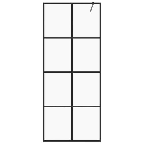 Brusevæg 80x195 cm klart sikkerhedsglas sort