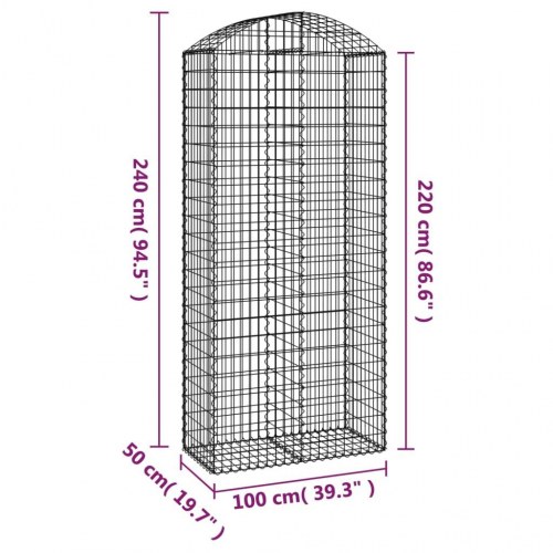 Buet gabionkurv 100 x 50 x 220/240 cm - galvaniseret jern