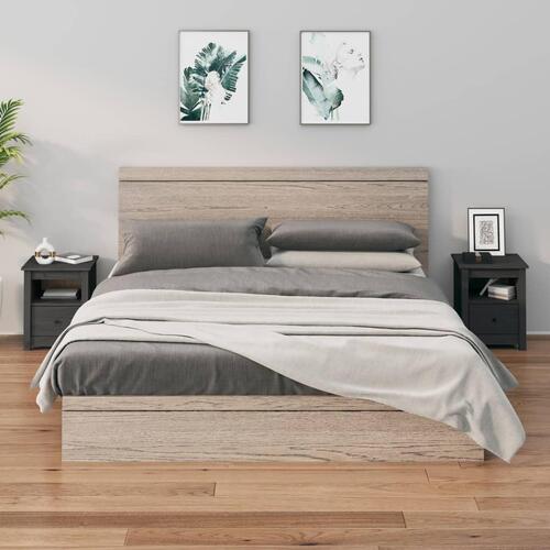 Sengeborde 2 stk. 40x35x49 cm massivt fyrretræ grå
