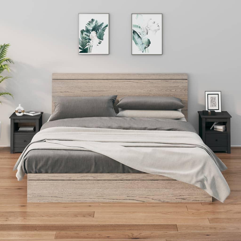 Sengeborde 2 stk. 40x35x49 cm massivt fyrretræ grå