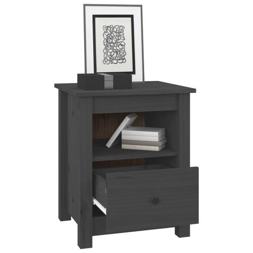 Sengeborde 2 stk. 40x35x49 cm massivt fyrretræ grå