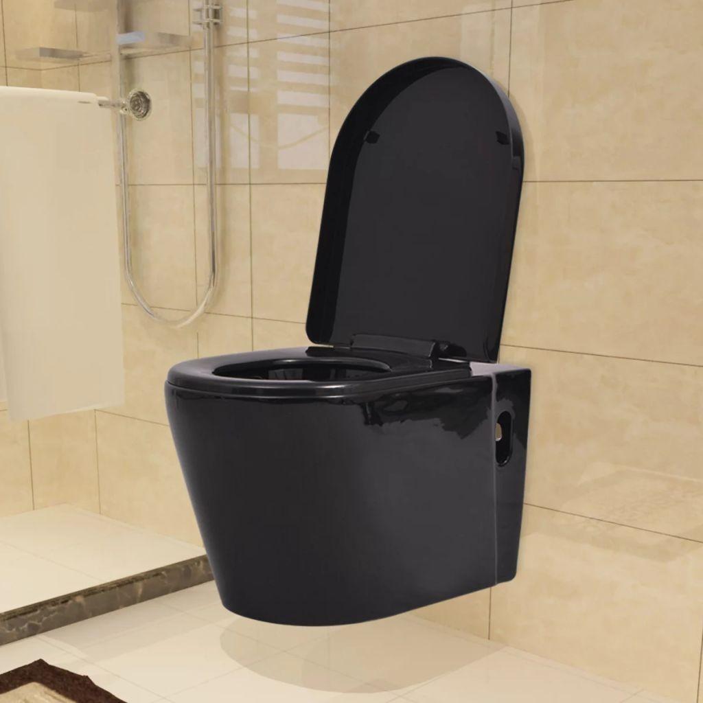 Væghængt toilet keramisk sort