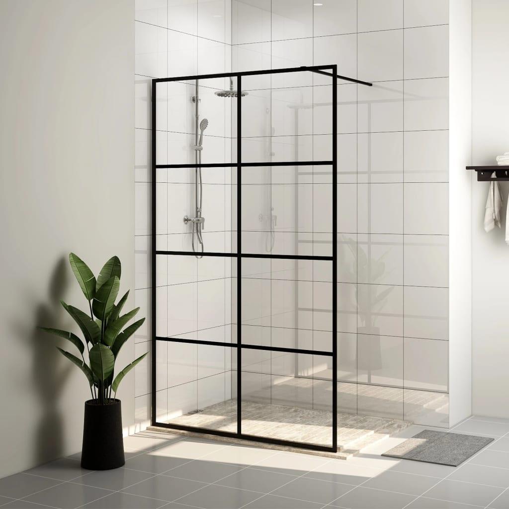 Brusevæg 90x195 cm klart sikkerhedsglas sort