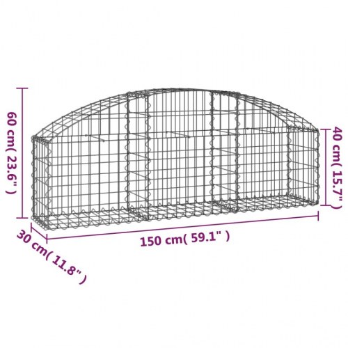 Buet gabionkurv 150×30×40/60 cm - galvaniseret jern