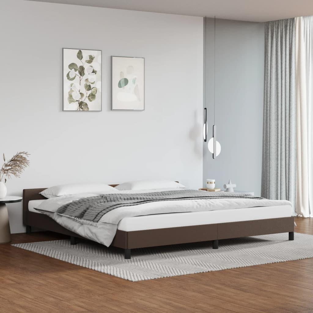Sengeramme med hovedgærde uden madras Brun 200x200 cm
