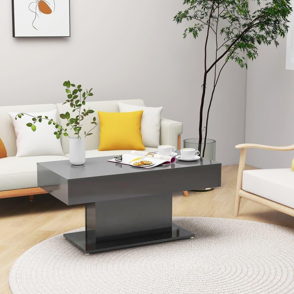 Sofabord 96x50x45 cm konstrueret træ grå højglans
