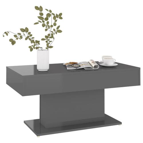 Sofabord 96x50x45 cm konstrueret træ grå højglans
