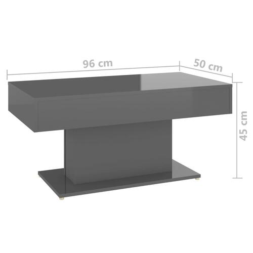 Sofabord 96x50x45 cm konstrueret træ grå højglans