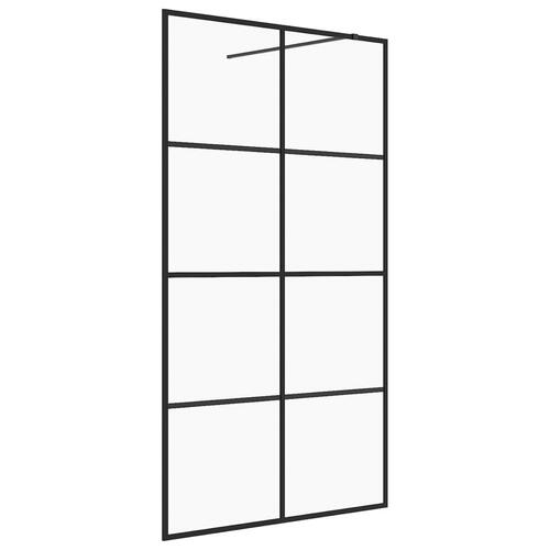 Brusevæg 100x195 cm klart sikkerhedsglas sort