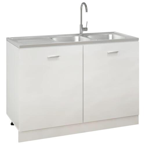 Køkkenvask med 2 bassiner 1200x600x155 mm rustfrit stål sølv