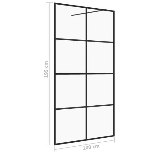 Brusevæg 100x195 cm klart sikkerhedsglas sort